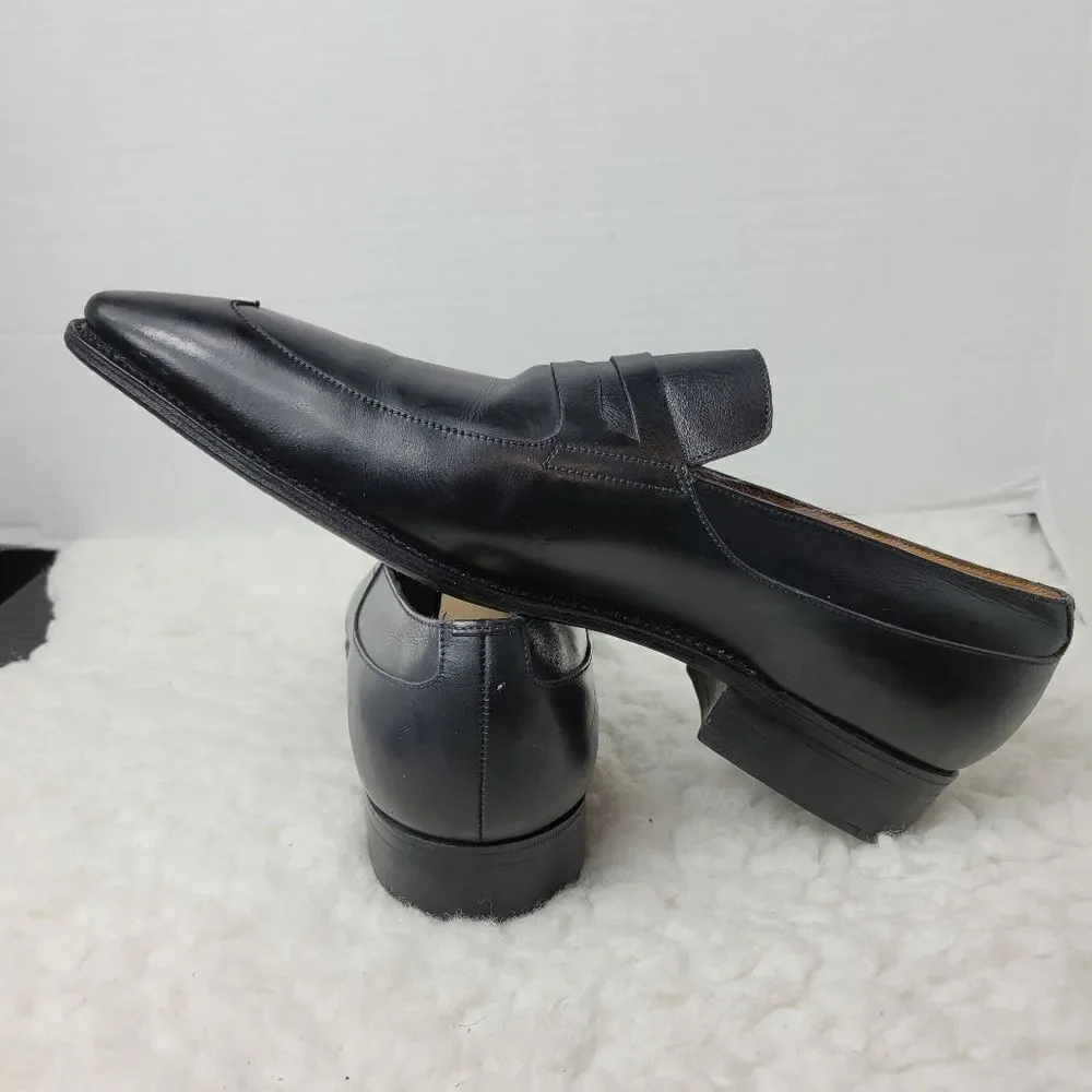 J.M. Weston Men's Penny Loafer Size 9 D Black Leather Pointed Toe Shoes